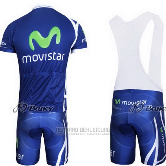 2011 Fahrradbekleidung Movistar Blau Trikot Kurzarm und Tragerhose